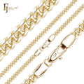 5mm FJ Fallon Fashion Jewelry Classic Miami Style Cuban Link Rounded Flank Chain Plated in 14K Gold Brass Based