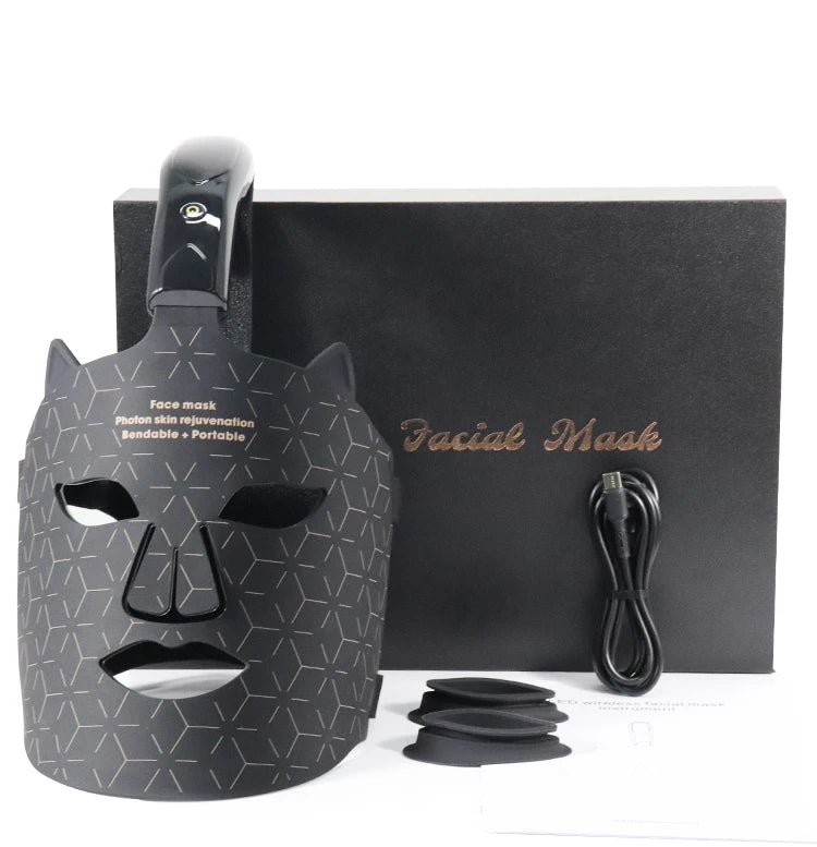 Wireless Silicone Infrared Red Light Therapy Mask Flexible 7 LED Colors Built-In Battery for Face Treatment US UK South