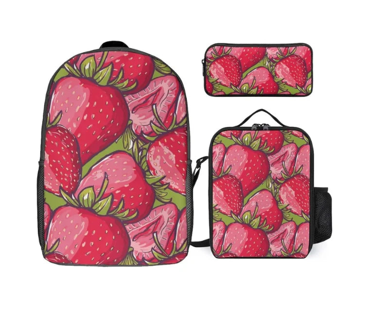 Custom Fashion Printing 3pcs Backpack School Bags Set Fresh Sweet Color Student School Laptop Backpack with Lunch Bag