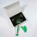 Huiying Cheap Green Aventurine Roller And Guasha In A Box Jade Guasha Face Beauty Equipment Kit
