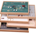 Board Gold and Gray Velvet Leather Organizer Display Box Necklace Stand Jewelry Earring Tray with Flat