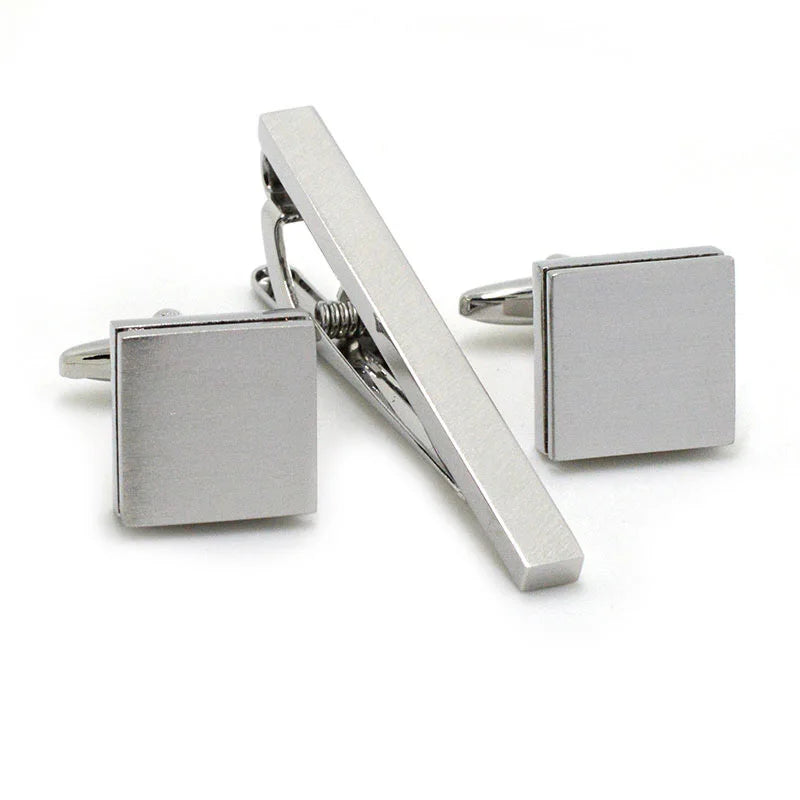 Wholesale Gold Silver Blank Cufflinks Tie Clips Custom Mens Suit Shirt Fashion Accessory Wedding Tuxedo Trendy Jewelry Tie Bar