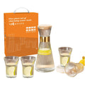 Vintage Ribbed Nightstand Carafe Bedside Water Glass Cups Set with Lid Pitcher for Drinking Glassware Tea Pots & Kettles