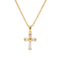 Vintage 18K Gold Plated Clear Cross Zircon Necklace Geometric Cubic Zirconia Crossed Pendant Necklace