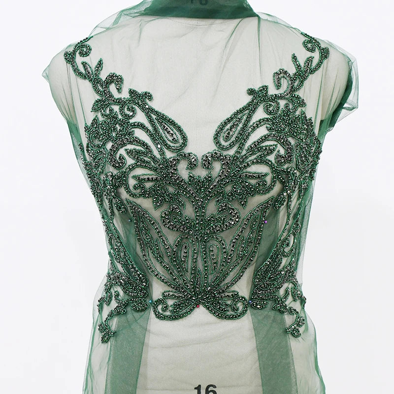 Fashion Stone Diamond Decorative Luxury Hand Stitch 3D Beaded Lace Patching Wedding Dress Applique