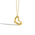 925 Sterling Silver Concave and Convex Hollow Heart Necklace Irregular 18k Gold Plated Heart Pendant Necklace
