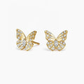 LOZRUNVE Jewelry Sweet Delicate Inspired Bezel Diamond Butterfly Stud Earring Solid Silver 925
