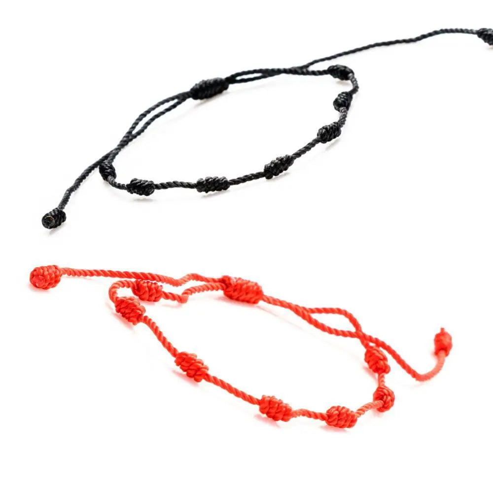 Hot Selling Mexican Spanish Hot Style Not Fade Red and Black Handmade Peruvian Knot Woven Seven Knots Red Rope Bracelet