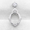 Sterling Silver 9*12mm Semi Mount Pendant Empty Frame Blank Support Setting S925 Base Holder Without Center Stone for DIY Inlay