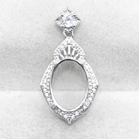 Sterling Silver 9*12mm Semi Mount Pendant Empty Frame Blank Support Setting S925 Base Holder Without Center Stone for DIY Inlay