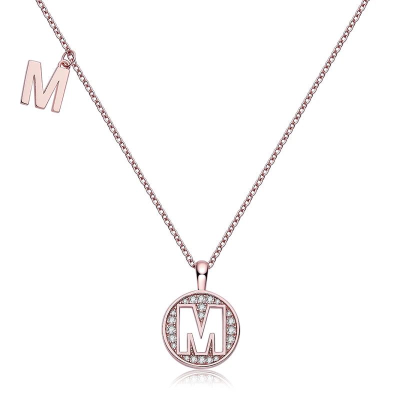 OZM Abiding Fine Jewelry the Letter M Designs Gold Plated Sterling Silver Moissanite Women Necklace With Letter Pendant