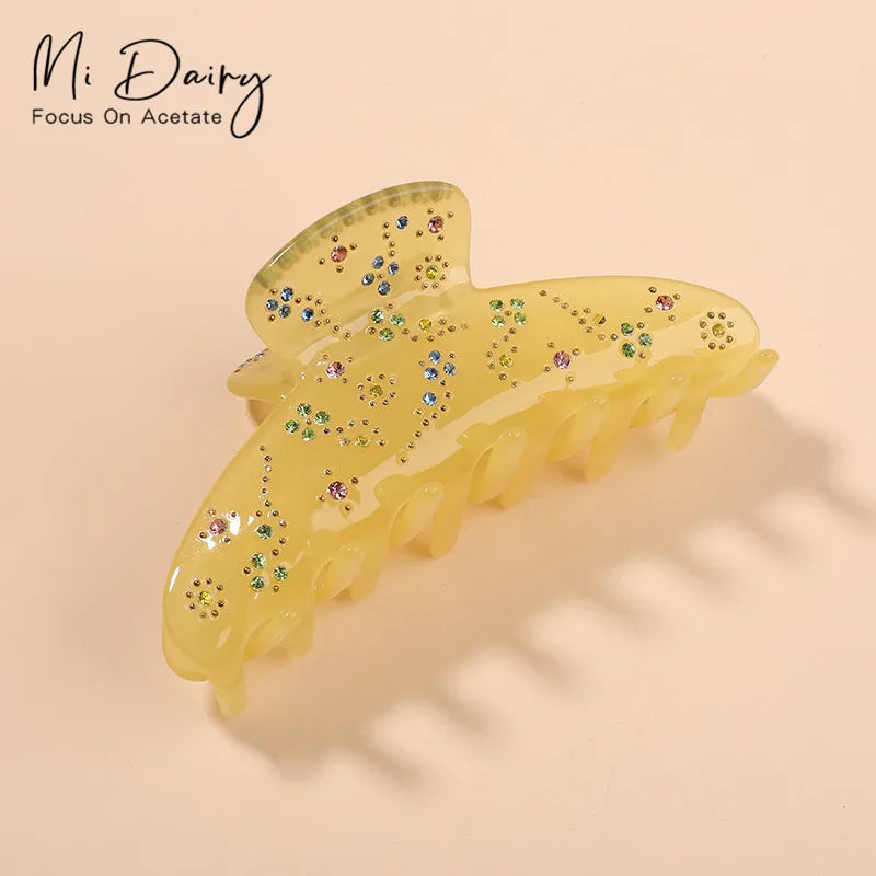Mi Dairy 9.9cm  Simple Customize Name and Birth Year Rhinestone Hair Claw Hair Clip Shark Claw for Women Girl Party221181