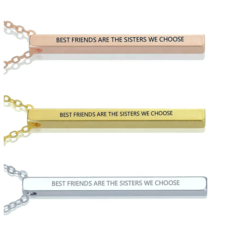 Graduation Gift Best Friends Are The Sisters We Choose quotes Jewelry Girl Cuboid Clavicle Chain Friendship Necklace