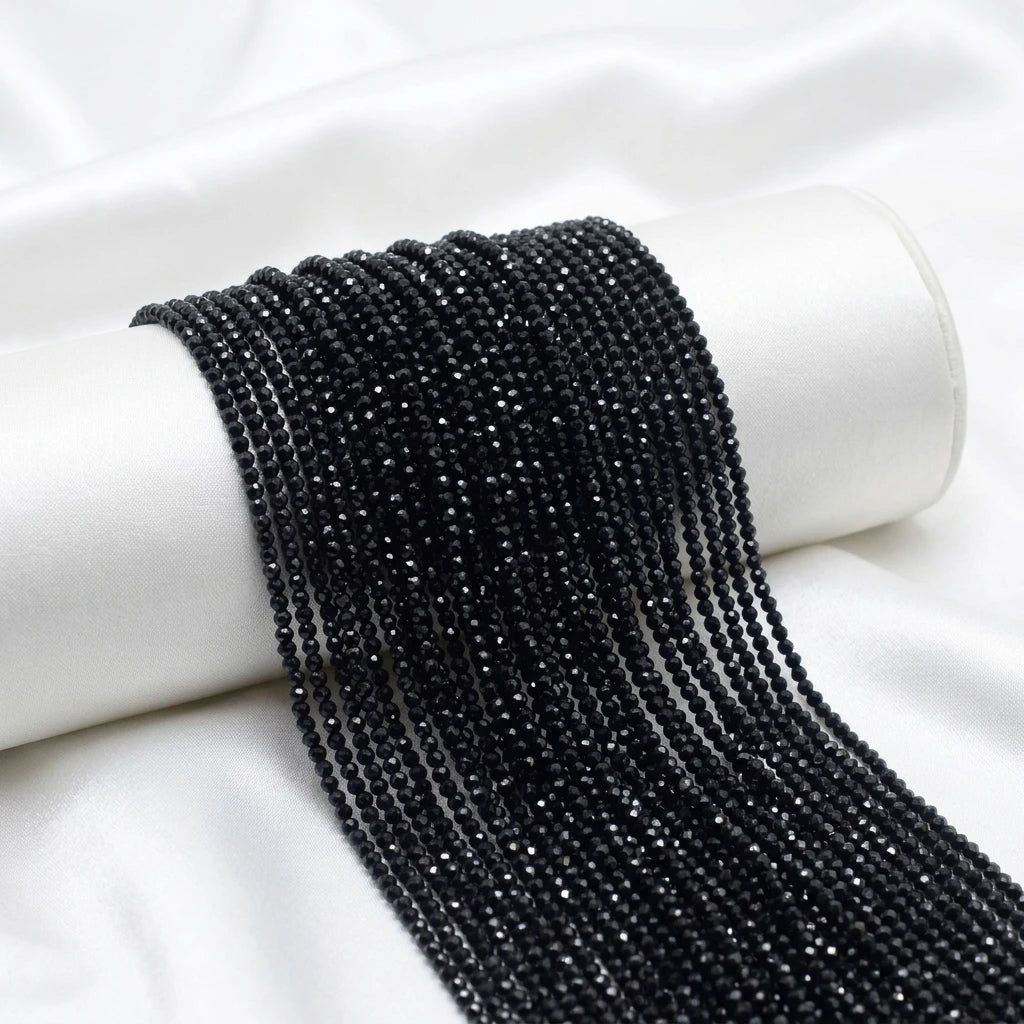 2mm 3mm 4mm Natural Black Spinel Gemstone Beads Faceted Cutting Loose Gems Spinel Beads for Jewelry Making Beaded