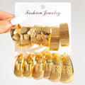 VKME New Punk Style Gold Color Big Hoop Earring Set for Women Jewelry Set