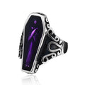 SS8-501R Stainless Steel  Purple Resin Coffin Punk Skull Fashion  Gothic Jewelry Gift Wholesale