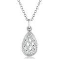 Fine Jewelry 925 Sterling Silver Rhodium Plated Zircon Cage Locket Pendant Necklace