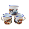 MINI Porcelain Mug Glazed Enamel Shape with Summer Ocean Tortoise Decal for Tea Coffee and Milk