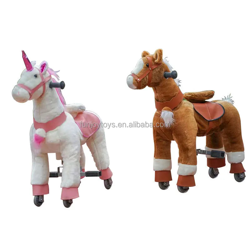 S/M Size Factory CE Wholesale Riding unicorn Toy Horse on Wheels Mechanical Horse for Kid