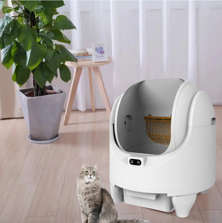 Smart Self-Cleaning Cat Litter Box Large Round Plastic Easy Clean with Odor Control Automatic Use