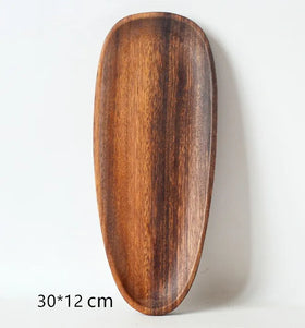 Customized Eco-Friendly Acacia Wood Irregular Dinner Plates Fruit Plate Dinnerware Set for Home Use