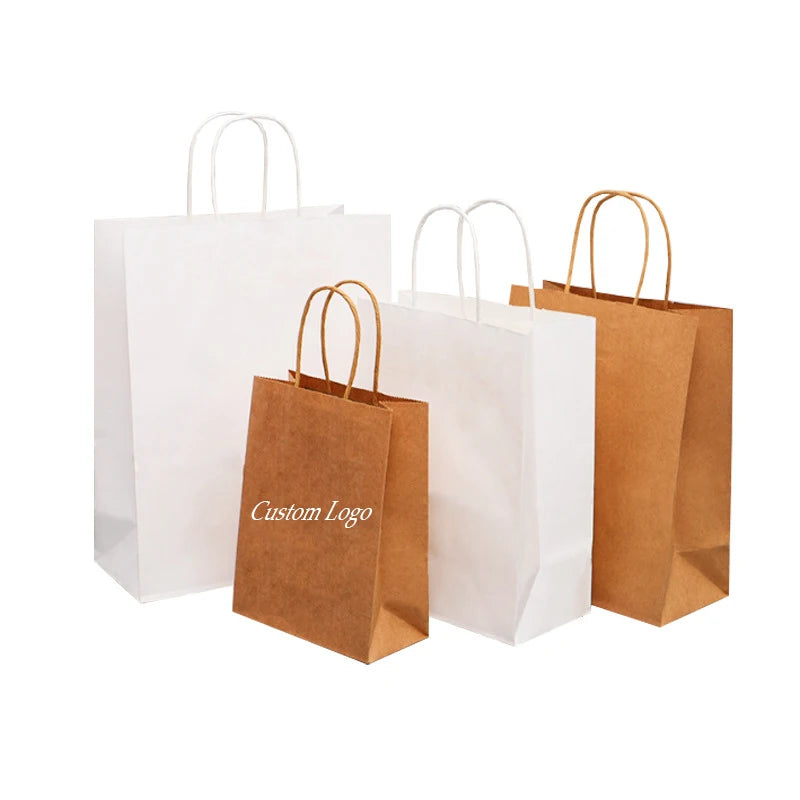 New Custom Brown Shopping Embossing Kraft Paper Bag OEM Low Price Sealed Paper Bag Gold Foil Logo Gift Bag with Handle