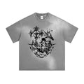 305gsm Men Heavy Cotton Vintage Spray Dye Baggy Tee T-shirt Custom Dtg Screen Print Blank Oversize Acid Wash Distressed T Shirt