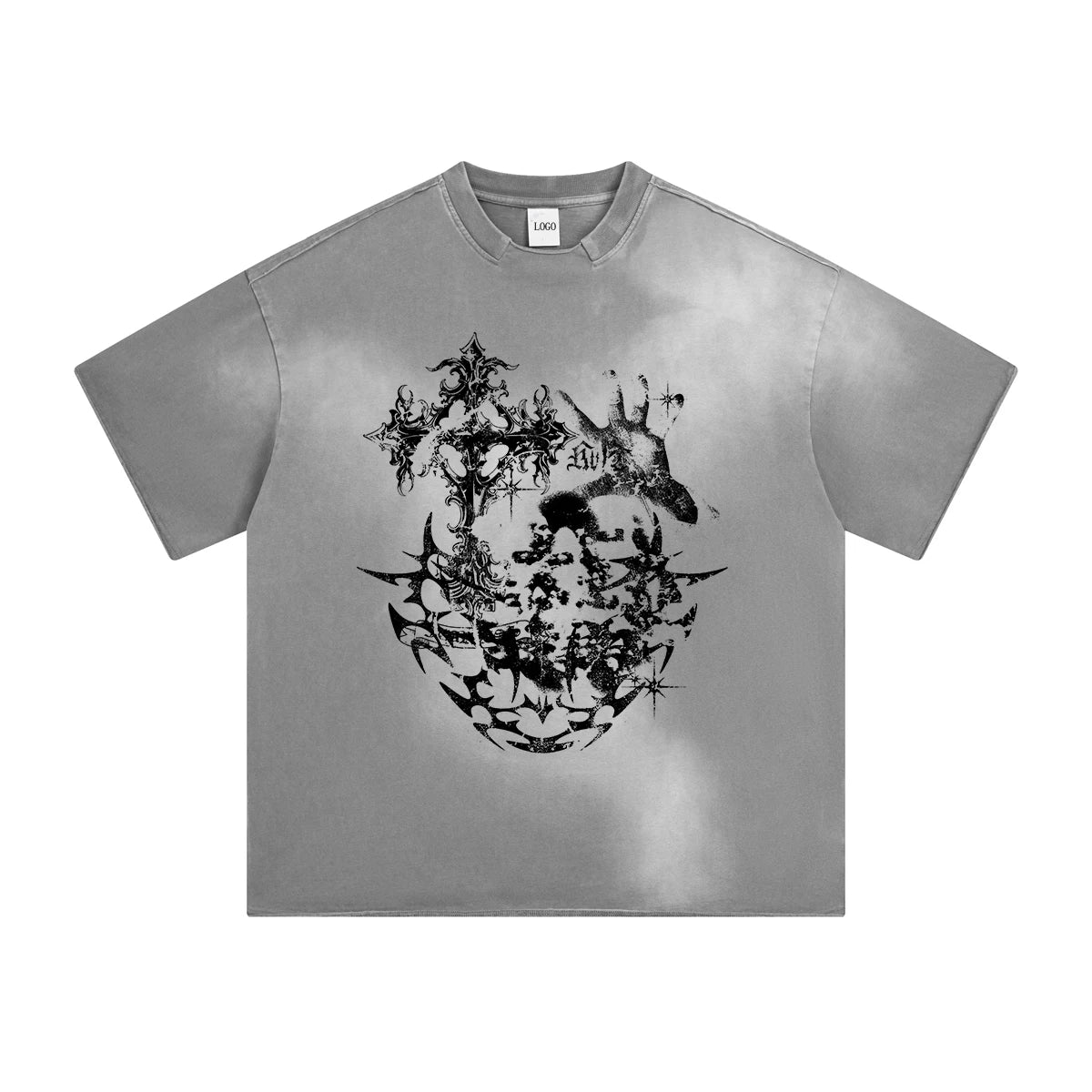305gsm Men Heavy Cotton Vintage Spray Dye Baggy Tee T-shirt Custom Dtg Screen Print Blank Oversize Acid Wash Distressed T Shirt