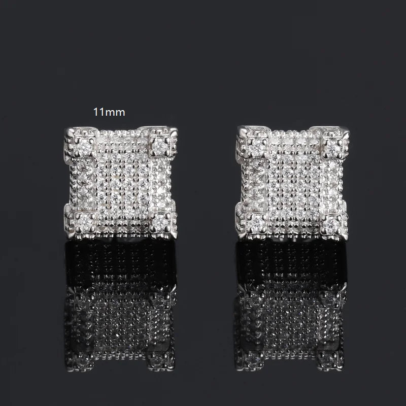 Classic Design Hip Hop Iced Out 925 Sterling Silver Screw Back GRA Certificated VVS Diamond Moissanite Stud Earring