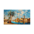 Custom Modern Date Palms Desert Camel Castles Oil Paintings Hand-painted Brush Strokes Arabic Canvas Art Prints for Art Projects