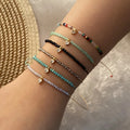 2025 Fashion 18K Gold Plated Beaded Bracelet Bohemian Crystal Woven Bracelet Zircon Tennis Heart Charm Bracelet for Women Girls