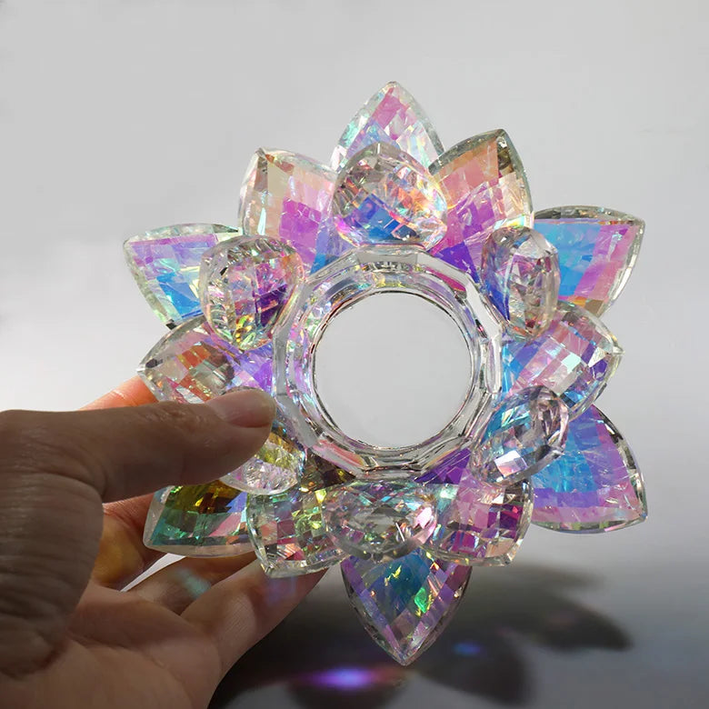 AB Color Lotus Crystal Tealight Holder Glass Nail Glue Holder glassware
