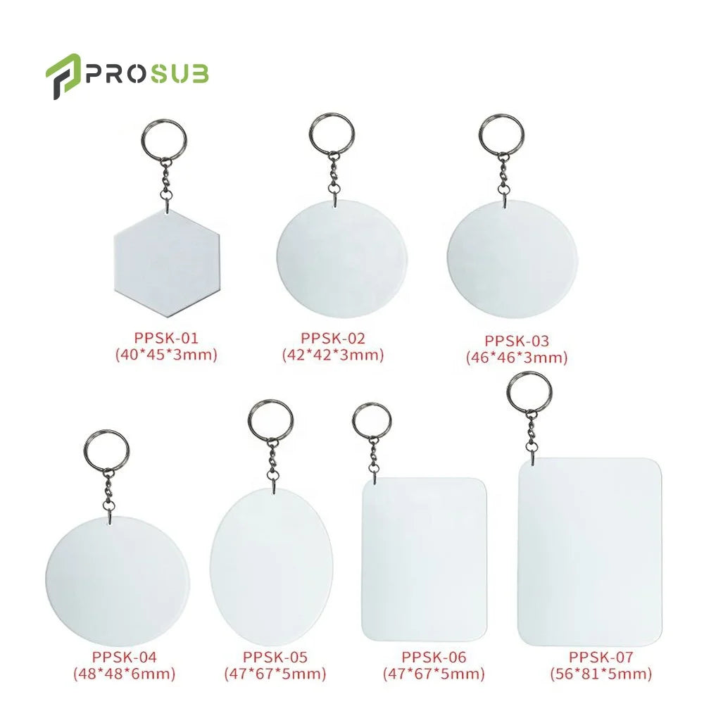 Prosub Sublimation Blank Keychains Plastic PBT Double Sided Diy Sublimation Key Chain