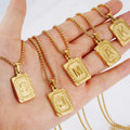 Fashion Ins Popular 18K PVD Gold Plated Square Stainless Steel 26 English Initials Letter Pendant Charm Necklaces YF2264
