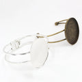 High Quality 30*40mm Silver Plated/Bronze Oval Bangle Base Bracelet Blank Findings Tray Bezel Setting Cabochon Cameo Findings