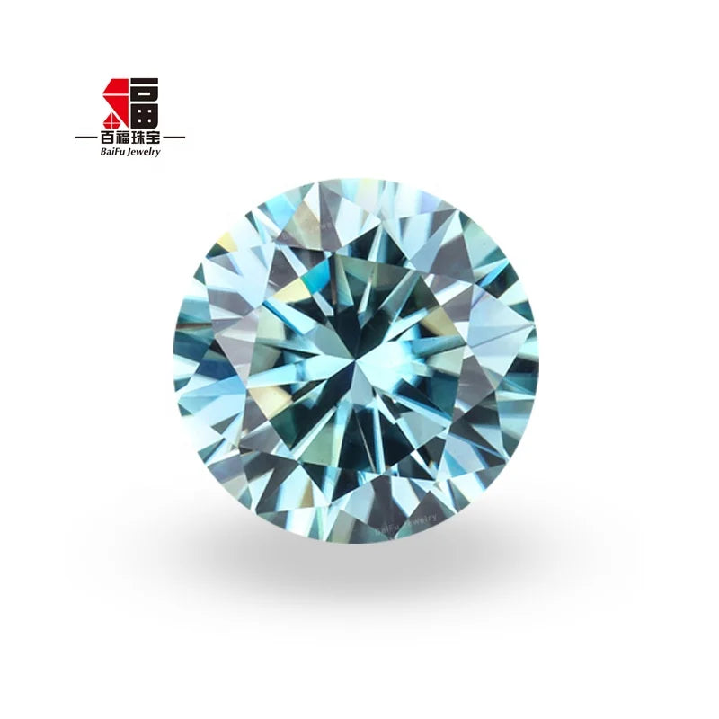Baifu Jewelry Wholesale Price Round Blue Aquamarine Moissanite