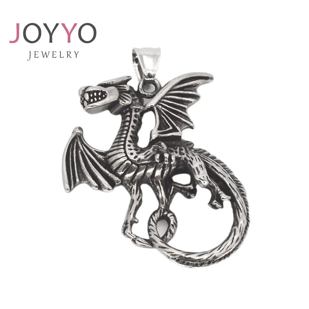 Newest Stainless Steel Fighting Dragon Pendant Necklace Minimalist Men Jewelry