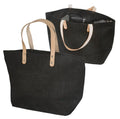 Custom logo Jute Tote Bag Eco-friendly Leather Handle Grocery Shopping Bag with Zipper