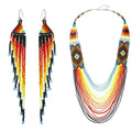 Hand Made Bijoux Femme Africaine Ethic Boho Multi Layered Tassel Seed Beads Necklace Earrings Miyuki Jewelry Set