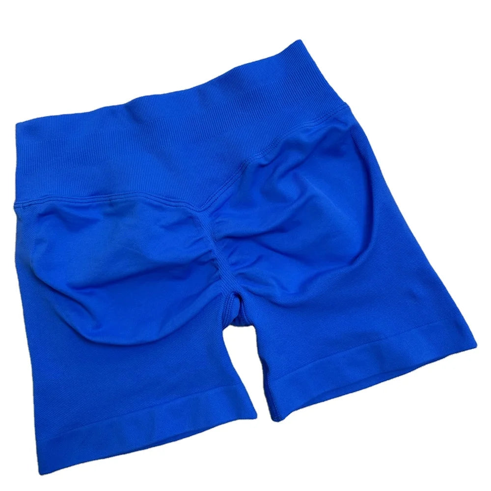 Women's Seamless Fitness Shorts Three-Stage Waist Shirred Sports Butt Lift Short Legging-Push Gym Shorts for Summer Sizes XS XL