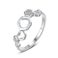 New luxury 925 sterling silver honeycomb shape hollow diamond index finger ring for women