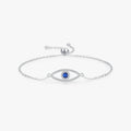 925 Sterling Silver Birthday Day Jewelry Gift Fine Jewelry Adjustable Link Chain Sparkling Blue Evil Eyes Bracelet for Women