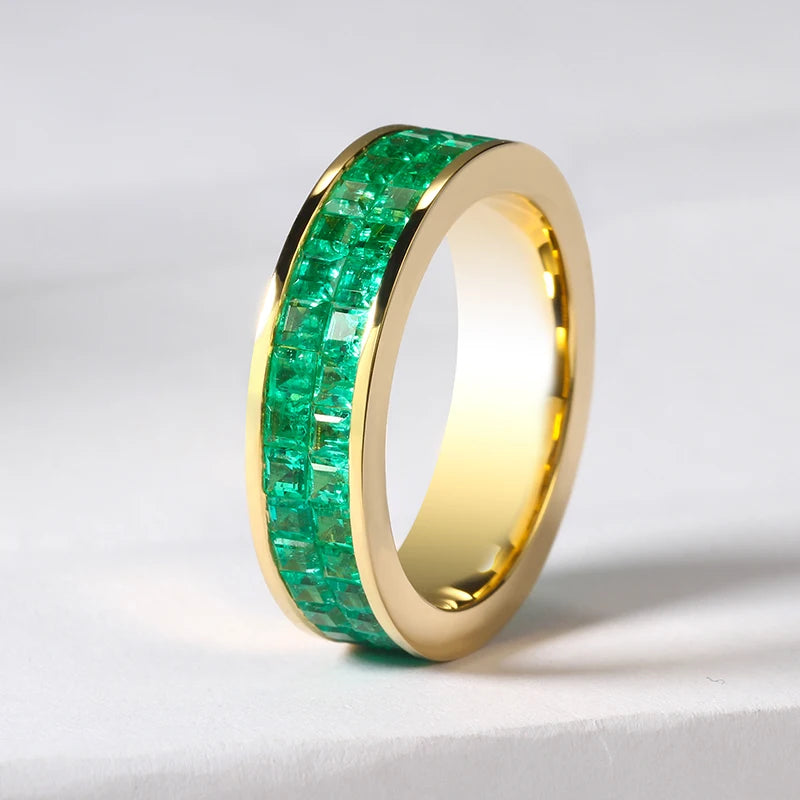 Custom Name Ring Genuine Emerald Stone 18k Real Gold Jewelry Pawnable Stone Rings for Women
