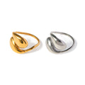 J&D Dainty Jewelry 18K Gold Plated Open Rings Gift Stainless Steel Waterdrop Cross Stacking Ring