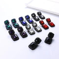 Luxury Multicolor Gemstone Geometric Stud Earrings Bling Rhinestone Crystal Square Jewel Earrings for Party