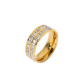 Stainless Steel Simple Double Channel Zircon Women Ring Jewelry Fashion Accessories Gift