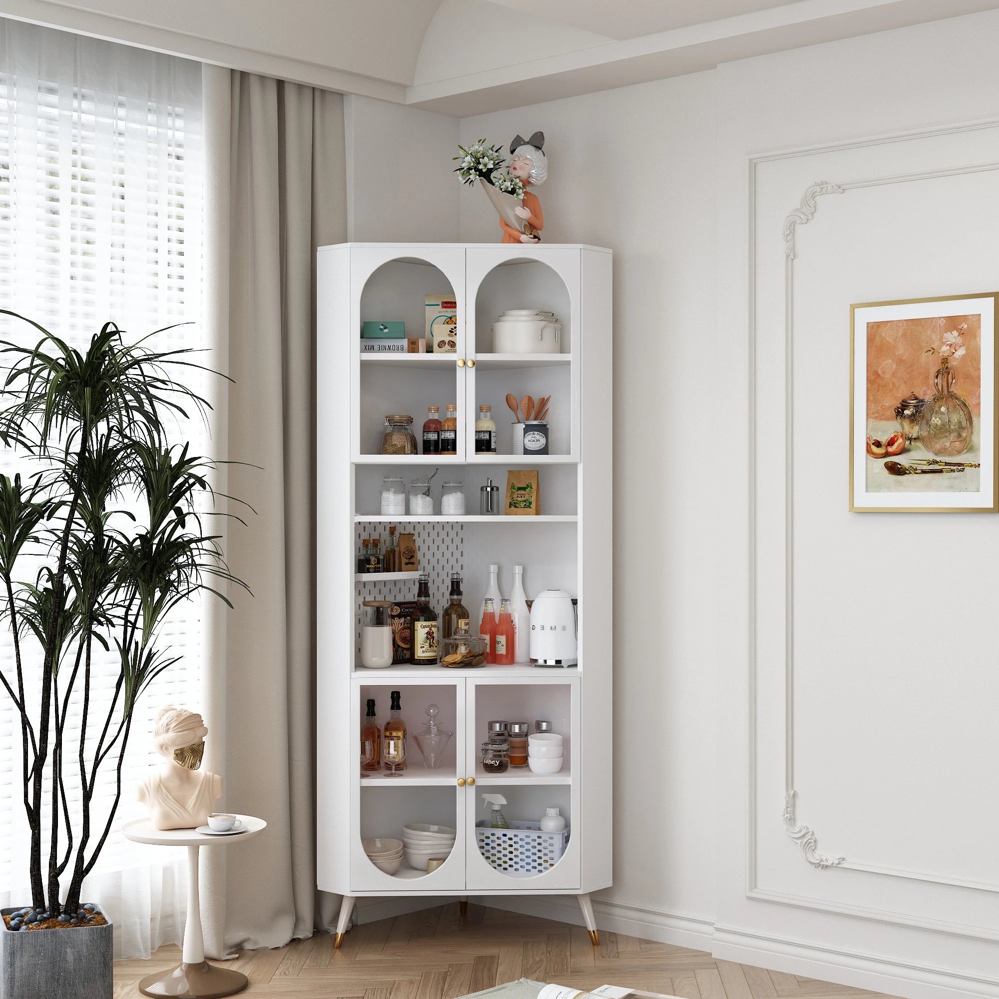 Storage glass vintage cabinets metal storage cabinet cosmetic corner display cabinet