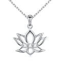 Wholesale 925 Sterling Silver White Cubic Zirconia Lotus Flower Pendant Charm Necklace for Women