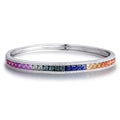 High Quality Exquisite S925 Silver Lab Grown Colorful Sapphire Gemstone Unique Design Rainbow Bangles Party & Wedding Unisex