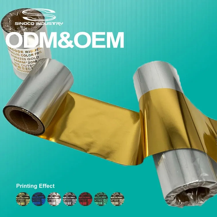 Manufacturer Direct Sale 40mm*200m Ink Out Shiny Metallic Gold Thermal Transfer Ribbon for Label Printing and Packaging Stamping